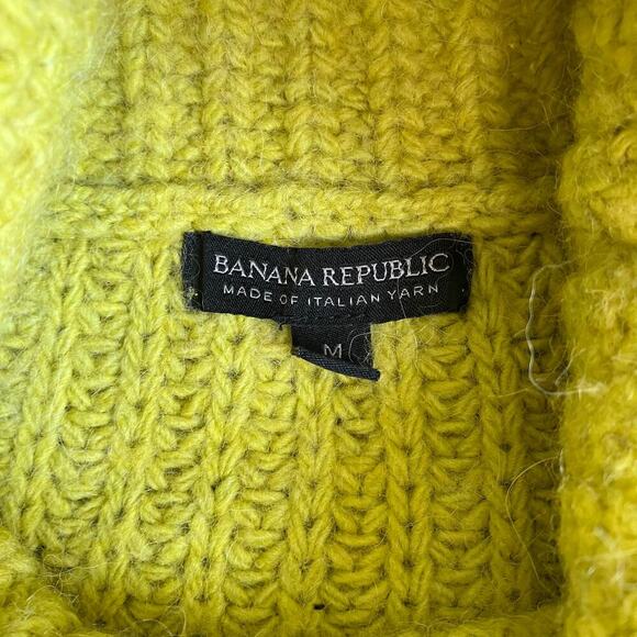 Banana Republic Sz M Wool Alpaca Blend Mixed Chunky Knit Turtleneck Sweater - Picture 15 of 16